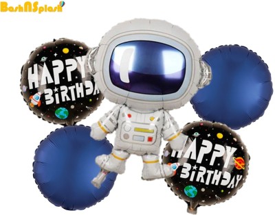 Bash N Splash Printed Out of this world theme astronaut Party Foil Balloon Set Of 5 Pcs Balloon(Multicolor, Pack of 1)
