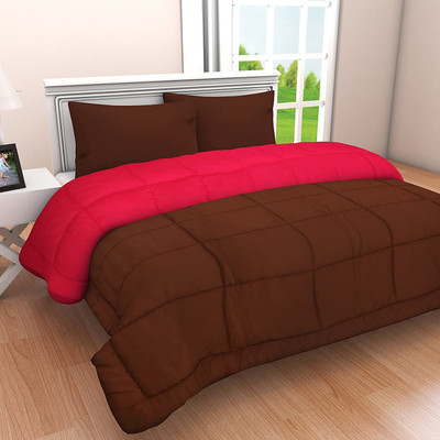 Utkarsh Guru Kripa Checkered Double Comforter(Cotton, Brown & Pink)