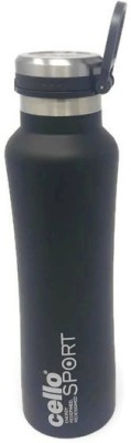 cello one touch button press flip lid 600 ml black 600 ml Flask(Pack of 1, Black, Steel)
