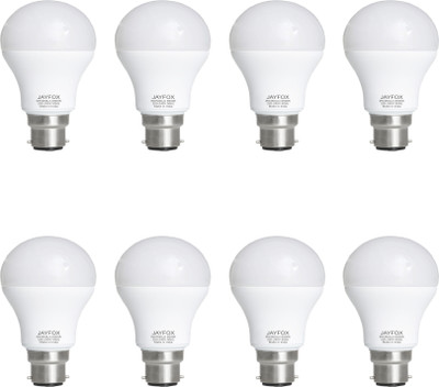 JAYFOX 9 W Basic Round B22 LED Bulb(White, Pack of 8)