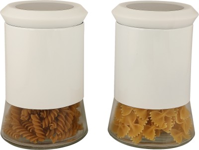 Steren Impex Glass Cereal Dispenser  - 1100 ml(Pack of 2, White)