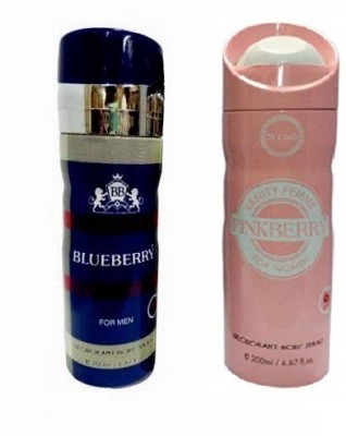 St. Louis BLUE BERRY & Pinkberry Body Spray  -  For Men & Women(400 ml, Pack of 2)
