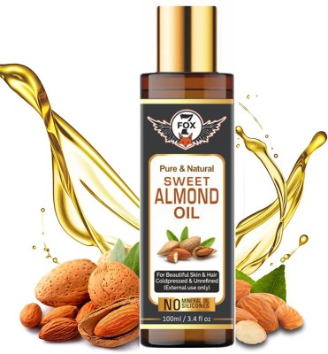 7 FOX Cold Pressed Virgin Sweet Almond Oil For Skin & Hair Pure & Natural (100 ml) Hair Oil(100 ml)