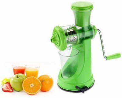 Ganpati Plastic Hand Juicer Steel Hand Juicer Plastic Hand Juicer Fruit and Vegetable Juicer with Steel Handle and Waste Collector with Vaccum Locking System Hand Juicer, Fruit Juicer for All Fruits, Juice Maker Machine, Juicer Hand Machine (Green Pack of 1)(Green)
