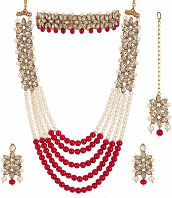 naitika arts Alloy Silver Red, White Jewellery Set(Pack of 1)