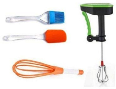 RAJJA Combo Of Silicone Brush and Spatula ,Whisk and Hand Blender Kitchen Tool Set(Multicolor, Spatula, Whisk, Brush, Blender)