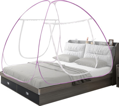 Shreenathji Jewellers Polyester Adults Washable Polyester Adults Mosquito Net Foldable Double Bed Net Mosquito Net Mosquito Net(Pink, Bed Box)