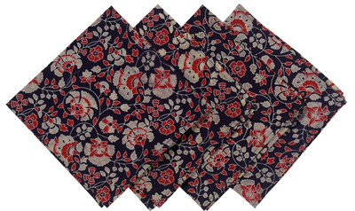 Handicraft-Palace Cotton Hand Block Printed Napkins Multicolor Cloth Napkins(4 Sheets)