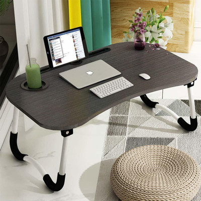Tormeti Wood Portable Laptop Table(Finish Color - Grey Black, Pre Assembled)