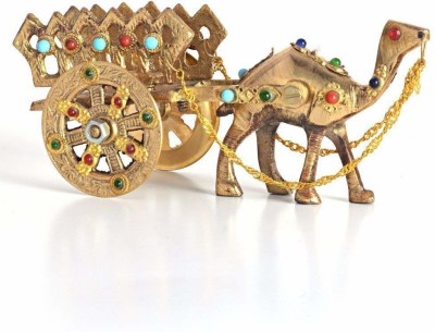 JP CRAFT Gemstone Studded Pure Brass Camel Cart Handicraft Decorative Showpiece Decorative Showpiece  -  7.5 cm(Brass, Gold)