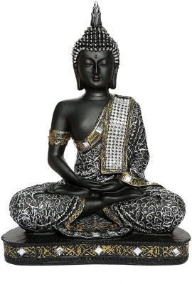 silver buddha 24 cm Religious Idol & Figurine(Polyresin, Silver, Black)