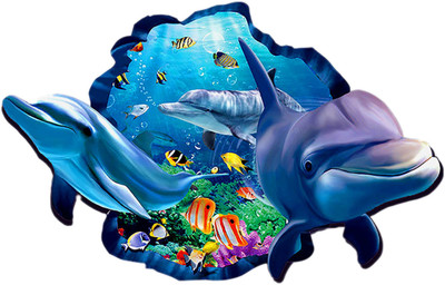 DivineDesigns 41 cm Dolphin Stars Self Adhesive Sticker(Pack of 1)