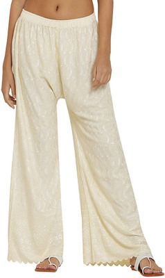 SriSaras Regular Fit Women Cream Trousers
