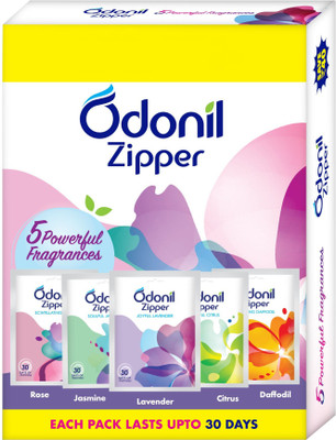 Odonil Zipper Bathroom Air Freshener Zipper Mix -50g (10gx5) |Instant & Long Lasting Fragrance Blocks Bathroom Air Freshener Zipper Mix -50g (10gx5) |Instant & Long Lasting Fragrance(5 x 10 g)
