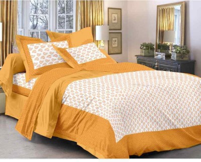 UNIQCHOICE 120 TC Cotton Double Printed Flat Bedsheet(Pack of 1, Yellow)