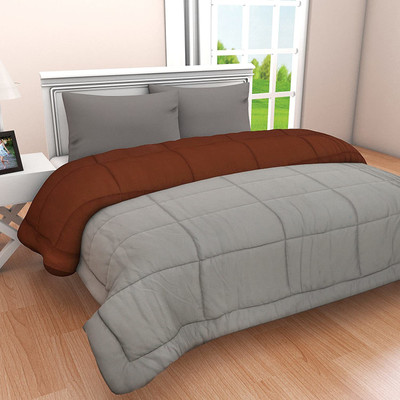 RAASO Solid Double Comforter for  Heavy Winter(Microfiber, Brown, Grey)