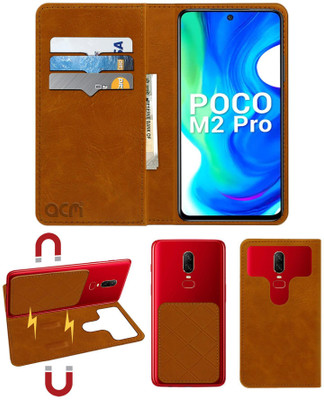 ACM Flip Cover for Poco M2 Pro(Gold, Cases with Holder, Pack of: 1)