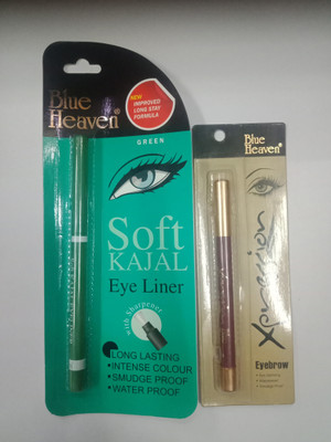 BLUE HEAVEN EYEBROW + EYELINER KAJAL (GREEN)(2 Items in the set)