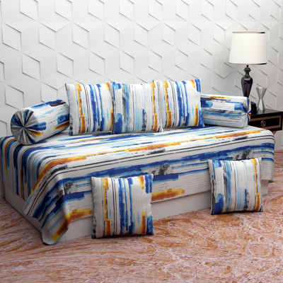 Zito Polycotton Abstract Diwan Set(Beautiful Printed Design Blue Microfiber Diwan Set with 8 Pieces, 1 Single Bed sheet with 5 Cushions Covers and 2 Bolster Covers with Attractive Color & Design) Zito Polycotton Abstract Diwan Set(Beautiful Printed Design Blue Microfiber Diwan Set with 8 Pieces, 1 Single Bed sheet with 5 Cushions Covers and 2 Bolster Covers with Attractive Color & Design)