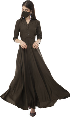 Rudraaksha Women Maxi Brown Dress