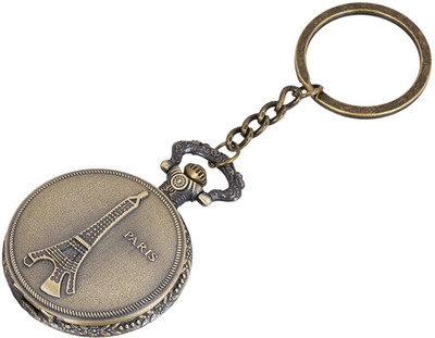 Vishu ENT Antique Gold Paris Building and Eiffel Tower Theme Beautiful Designer Vintage Pocket Watch Metallic Keychain (Made IN India) Key Chain