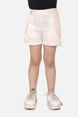 CUTIEKINS Short For Girls Casual Solid Lycra Blend(White, Pack of 1)
