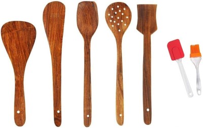 Flipkart SmartBuy Heavy Wooden Spatulas With Silicone Brush Set Kitchen Tool Set(Multicolor, Spatula, Brush)