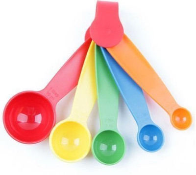 S Mark Smark 5 Pieces Multi Color Cooking Baking Measuring Spoons with Teaspoons_ Tablespoons Plastic Measuring Spoon Set(Pack of 5)