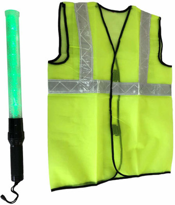Ladwa Green RJ & Plain Baton Safety Jacket(Green)