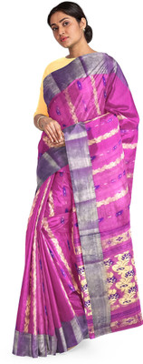 Pradip Fabrics Printed Tant Silk Blend Saree(Magenta)
