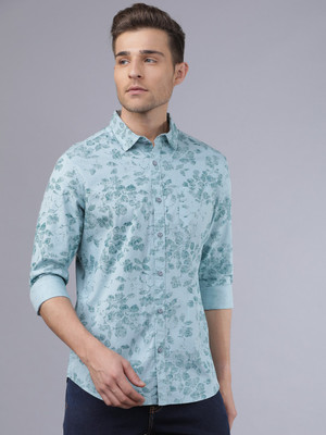 HIGHLANDER Men Printed Casual Light Blue Shirt