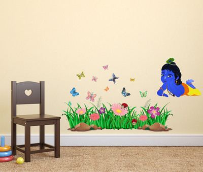 WALLDECORS 91.44 cm LITTLE KRISHNA IMAGE STICKER Self Adhesive Sticker(Pack of 1)
