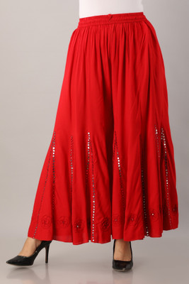 FABRR Flared Women Red Trousers