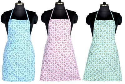 SSDN Cotton Chef's Apron - Free Size(Pink, Light Blue, Light Green, Pack of 3)