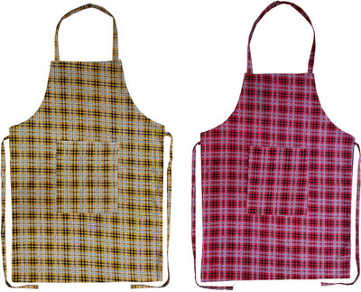 A3P the smart choice Cotton Home Use Apron - Free Size(Red, Yellow, Pack of 2)