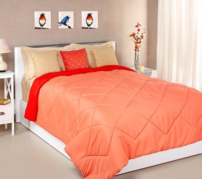 Relaxfeel Solid Double Comforter for  AC Room(Polyester, Rubi Red, Peach Pink/Orange)