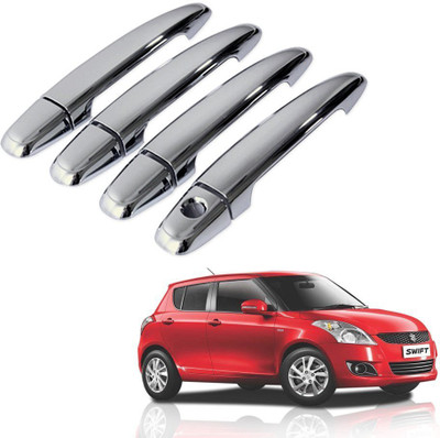 Uniqon (Set Of 4 Pcs) Stylish Car Door Catch/Handle Cover Chrome Finishing (Silver) Color Auto Accessories Suitable For Maruti Suzuki New Swift Car Grab Handle Cover