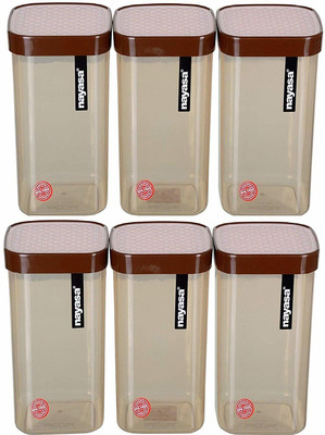 NAYASA Plastic Grocery Container  - 1000 ml(Pack of 6, Brown)