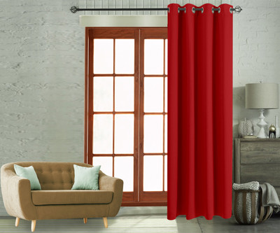 Flipkart Perfect Homes 270 CM (9 ft) Polyester Long Door Curtain Single Curtain(Solid, Red)
