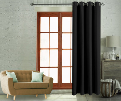 Flipkart Perfect Homes 270 CM (9 ft) Polyester Long Door Curtain Single Curtain(Solid, Black)