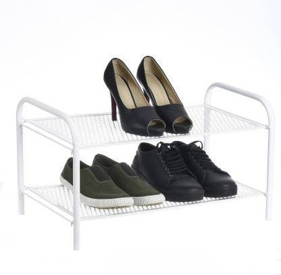 Flipkart Perfect homes Studio Premium Collapsible, Foldable Metal 2 Tier Shoe Rack (White) Metal Shoe Rack(White, 2 Shelves)
