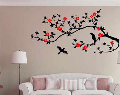 Heaven Decors 113 cm Bird on tree black wall sticker Size(113*59)cm Removable Sticker(Pack of 1)