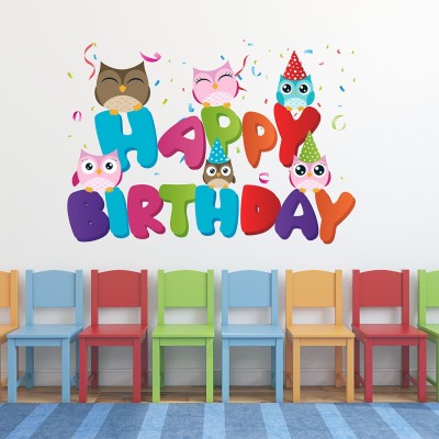 Wollzo 70 cm Happy Birthday Removable Sticker(Pack of 1)