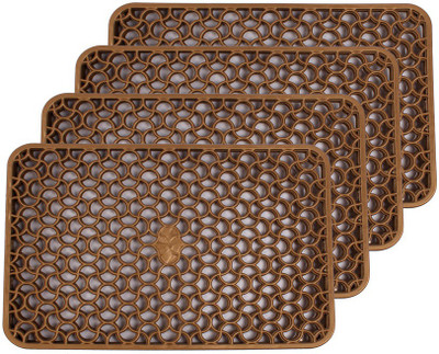 Stylista Rectangular Pack of 4 Table Placemat(Brown, PVC)