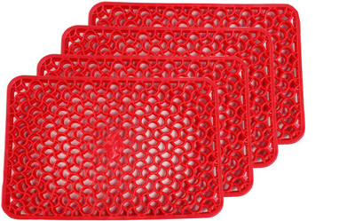 Stylista Rectangular Pack of 4 Table Placemat(Red, PVC)