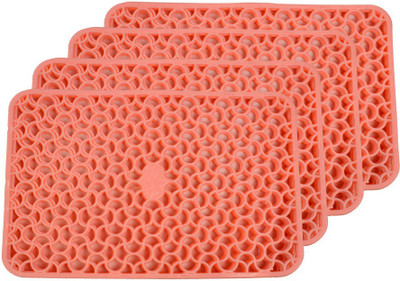 Stylista Rectangular Pack of 4 Table Placemat(Orange, PVC)