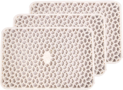 Stylista Rectangular Pack of 3 Table Placemat(White, PVC)