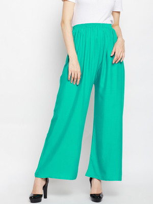 Kanna Fabric Loose Fit Women Green Trousers