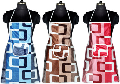FAIRY HOME Polyester Chef's Apron - Free Size(Blue, Maroon, Brown, Pack of 3)