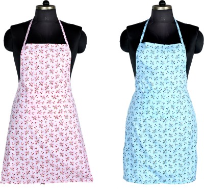 SSDN Cotton Chef's Apron - Free Size(Light Blue, Pink, Pack of 2)